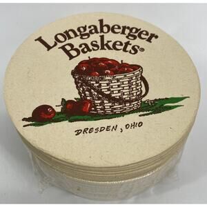 Longaberger Coasters Disposable Paperboard Apple Basket Dresden New Package + 8